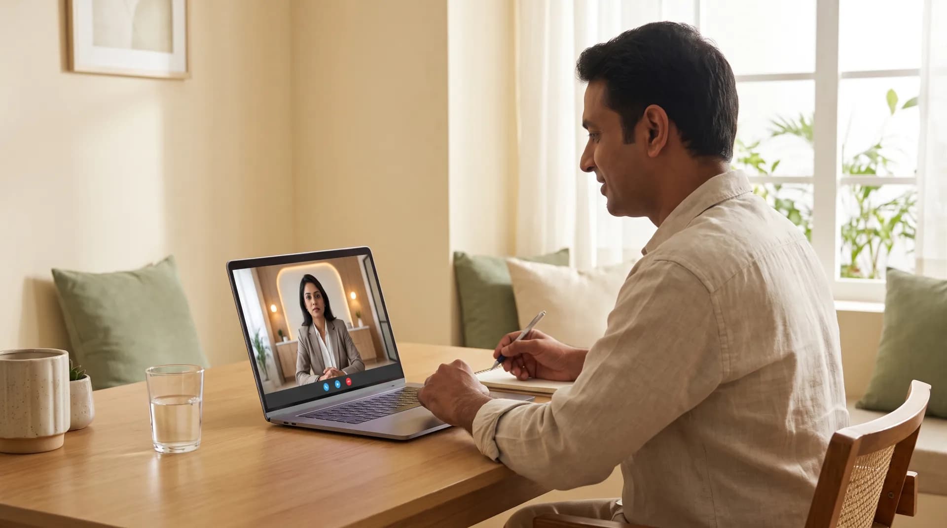 Man speaking with a doctor during a video consultation
